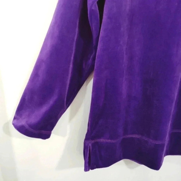 Woman Within Velvet Top Long Sleeve Royal Purple Soft Cozy - Picture 3 of 16